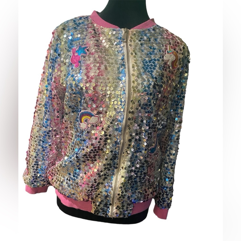 JoJo Siwa Girls Sequin Bomber Jacket Size XXL